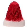 thumbnail image 5 of RightOn 14" Bright Red Wig Short Curly Wig with Bangs Red  Wig Synthetic Wig Women Girls Red Wig with Wig Cap, 5 of 6