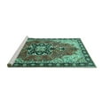 thumbnail image 2 of Ahgly Company Machine Washable Indoor Round Medallion Turquoise Blue Traditional Area Rugs, 3' Round, 2 of 4