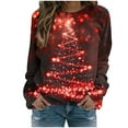 thumbnail image 2 of Uootdi Christmas Sweatshirts for Women Gift Christmas Trees Snowflake Snowman Reindeer Sequined Print Blouse Long Sleeve T Shi rts for Women, 2 of 7