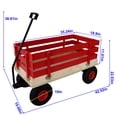 thumbnail image 3 of Wooden Pull Wagon with Removable Side Rails – Heavy Duty All-Terrain Garden Cart, Portable Outdoor Toy Wagon for Beach, Camping, Backyard Play, 3 of 7