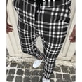 thumbnail image 2 of IROINNID Men's Pants Relaxed Cigarette Plaid Pattern Lace-Up Pencil Pants Stripes Elastic Waist Pants, 2 of 4