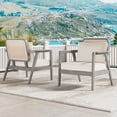 thumbnail image 3 of 2 Pieces Outdoor Patio Chairs, Wooden Patio Chairs Set with Armrests, Outdoor Chairs with Cushions for Patio, Garden, Deck, Poolside, Light Gray, 3 of 9