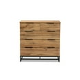 thumbnail image 4 of Baxton Studio Franklin Modern and Contemporary Oak Finished Wood and Black Finished Metal 5-Drawer Bedroom Chest, 4 of 7