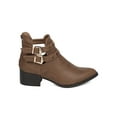 thumbnail image 2 of New Women Qupid Wasco-11X PU Pointy Toe Studded Double Buckle Chunky Heel Bootie, 2 of 6