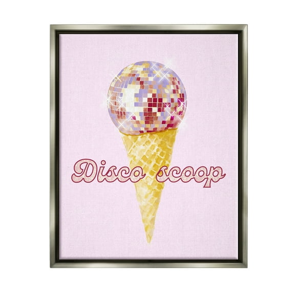 Stupell Industries Disco Scoop Ice Cream Food & Beverage Painting Gray Floater Framed Canvas Art Print Wall Art, 17 x 21