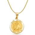 thumbnail image 1 of 14K Yellow Gold St. Anthony Charm Pendant with 1.7mm Flat Open Wheat Chain Necklace - 22", 1 of 3