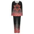 thumbnail image 6 of Lorytime Women Christmas Pajamas Set Snowflakes Long Sleeved Crew Neck Tops Elastic Waist Pants Soft Loungewear, 6 of 6