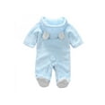 thumbnail image 2 of Infant Baby Girl Boy Fall Winter Outfits Bear Ears Hooded Romper Jumpsuit Bodysuit Warm Fleece Clothes Toddle lothing Fleece Clothing 0-12 M, 2 of 7