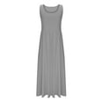 thumbnail image 7 of Ygbgbb Womens Lightweight Summer Casual Scoop Neck Dresses Solid Sleeveless Tank Dress Patchwork A Line Maxi Dress with Pockets Gray XXL, 7 of 7