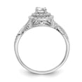 thumbnail image 2 of Solid 14k White Gold Diamond Double Halo Diamond Side-Stones with CZ Cubic Zirconia Center Stone Engagement Ring Size 7.5, 2 of 8