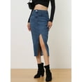 thumbnail image 2 of Falda Vaquera para Mujer Falda Informal de Talle Alto con Abertura Frontal Azul XS, 2 of 6