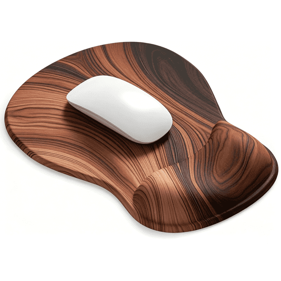 Ergonomic Gel Wrist Rest Mouse Pad – Non-Slip Office/Gaming Mousepad with Wrist Support – Walnut Grain Design Desk Accessory