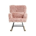 thumbnail image 6 of Comfortable Rocking Chair Nursery, Reading Chair with Lazy Plush Upholstery and Waist Pillow, Nap Armchair with Solid Wood Legs for Living Room Bedroom Apartment, Pink, 6 of 9