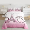 thumbnail image 3 of Homewish Girly Pink Eiffel Tower Bedding Comforter Set, Glitter Diamond Twin Comforter Sets, Couple Anniversary Theme Reversible Bedding Set, Ultra Soft Bedroom Decor, 2 Pieces, 3 of 9
