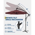 thumbnail image 3 of Parasol Déporté avec Base Incluse, Ombrage de 10 Pi pour 2 à 6 Personnes, Conception Extérieure Décalée avec Rotation à 360 Degrés et Inclinaison Infinie, Auvent Durable et Résistant à la Décoloration pour Terrasse, Piscine, Jardin, Cour Arrière, Rouge, 3 of 8