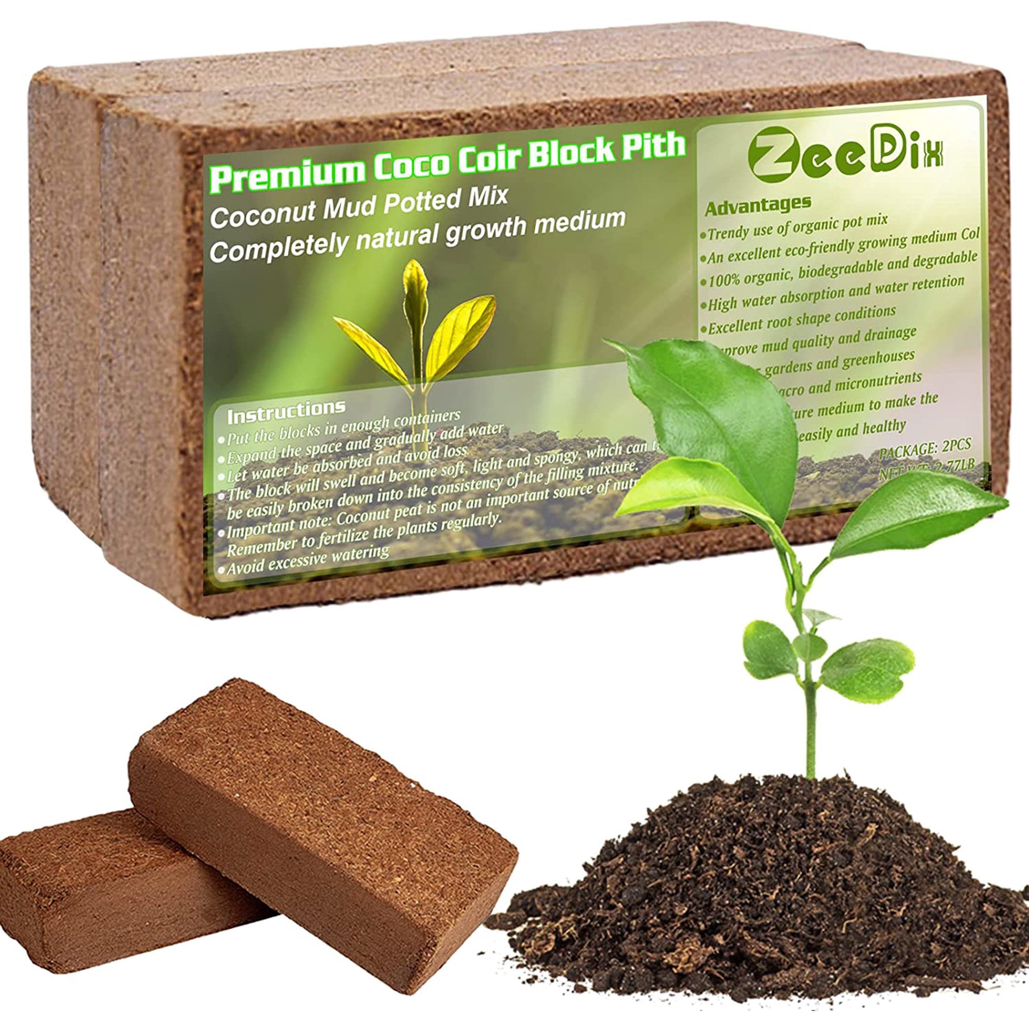 100% NATURAL Coconut Peat Coco Coir Fiber Soil ORGANIC COMPOSTHYDROPONIC GROWING 