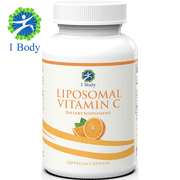 1 Body High Absorption Liposomal Vitamin C 1200mg Collagen Support Dietary Supplement, VIT C Ascorbic Acid Pills, 120 Capsules