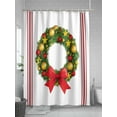 thumbnail image 5 of Christmas Wreath Shower Curtain Set ，Waterproof Fabric Shower Curtains Pig Bow Animal Red Stripes Winter Farm Shower Curtains for Bathroom,Bathroom Decor 72"x96", 5 of 6