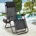 thumbnail image 4 of Zero Gravity Chair Folding Lounge Chair Lawn Chairs Outdoor Portable Reclining Chairs with Head Pillow & Side Table Cup Holder for Patio, Poolside,Beach, 250lbs Capacity （Black）, 4 of 8