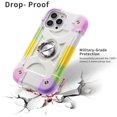 thumbnail image 2 of Compatible with iPhone 13 Pro Max Case 6.7 Inch with Ring Stand, Heavy-Duty Military Grade Shockproof Phone Cover with Magnetic Car Mount for iPhone 13 Pro Max. (Rainbow White), 2 of 12
