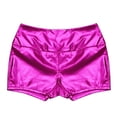 thumbnail image 6 of YONGHS Women's Hot Pants Shiny Metallic Boyshort High Waist Dance Mini Micro Booty Shorts Rose XX-Large, 6 of 7