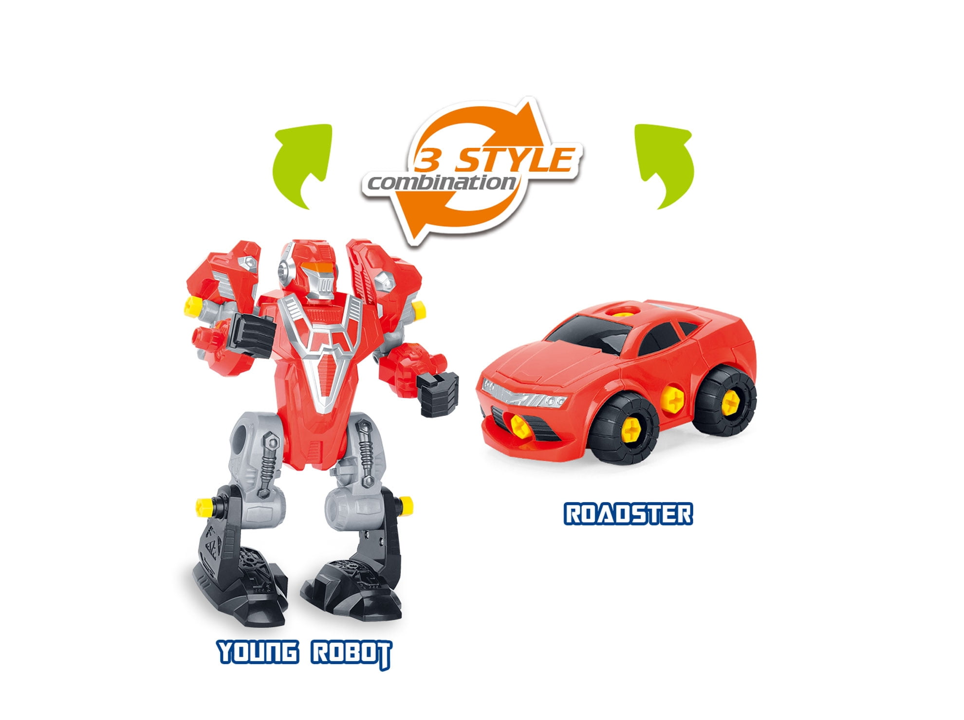 PlayWorld Robotic Revolution 3-in-1 Take-A-Part Robot Toy Playset - Red