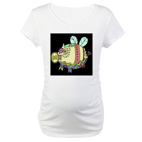 CafePress - Pig Aloft Maternity T Shirt - Cotton Maternity T-shirt, Cute & Funny Pregnancy Tee