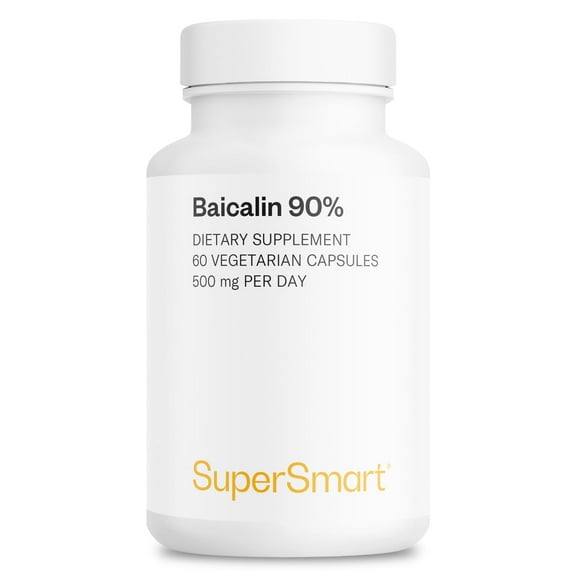 SuperSmart - Baicalin 90% - 500 mg per Day - Chinese Skullcap or Huang Chin Extract (Scutellaria Baicalensis) | Non-GMO & Gluten Free - 60 Vegetarian Capsules