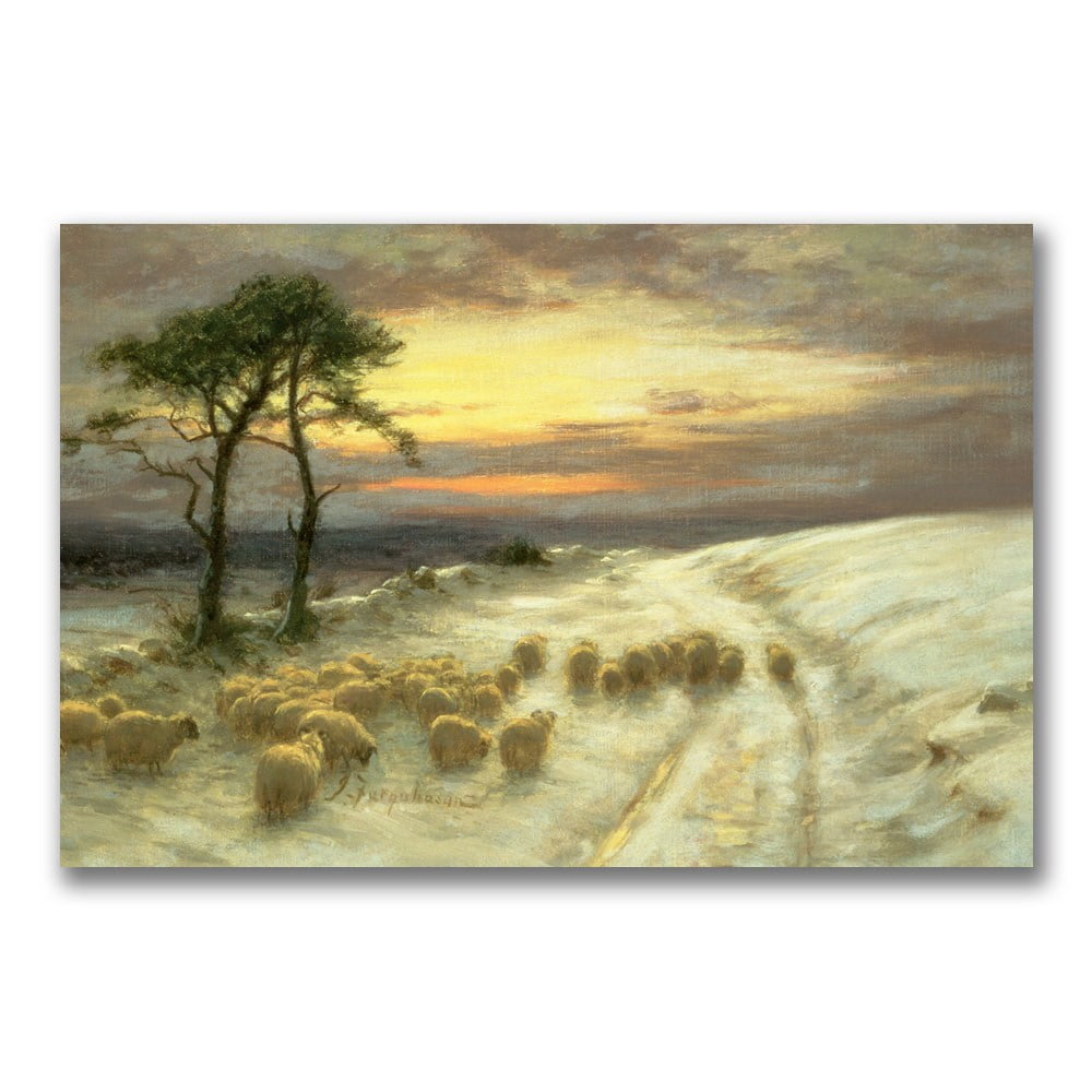 Trademark Fine Art "Sheep In The Snow" Canvas Wall Art by Joseph Farquharson