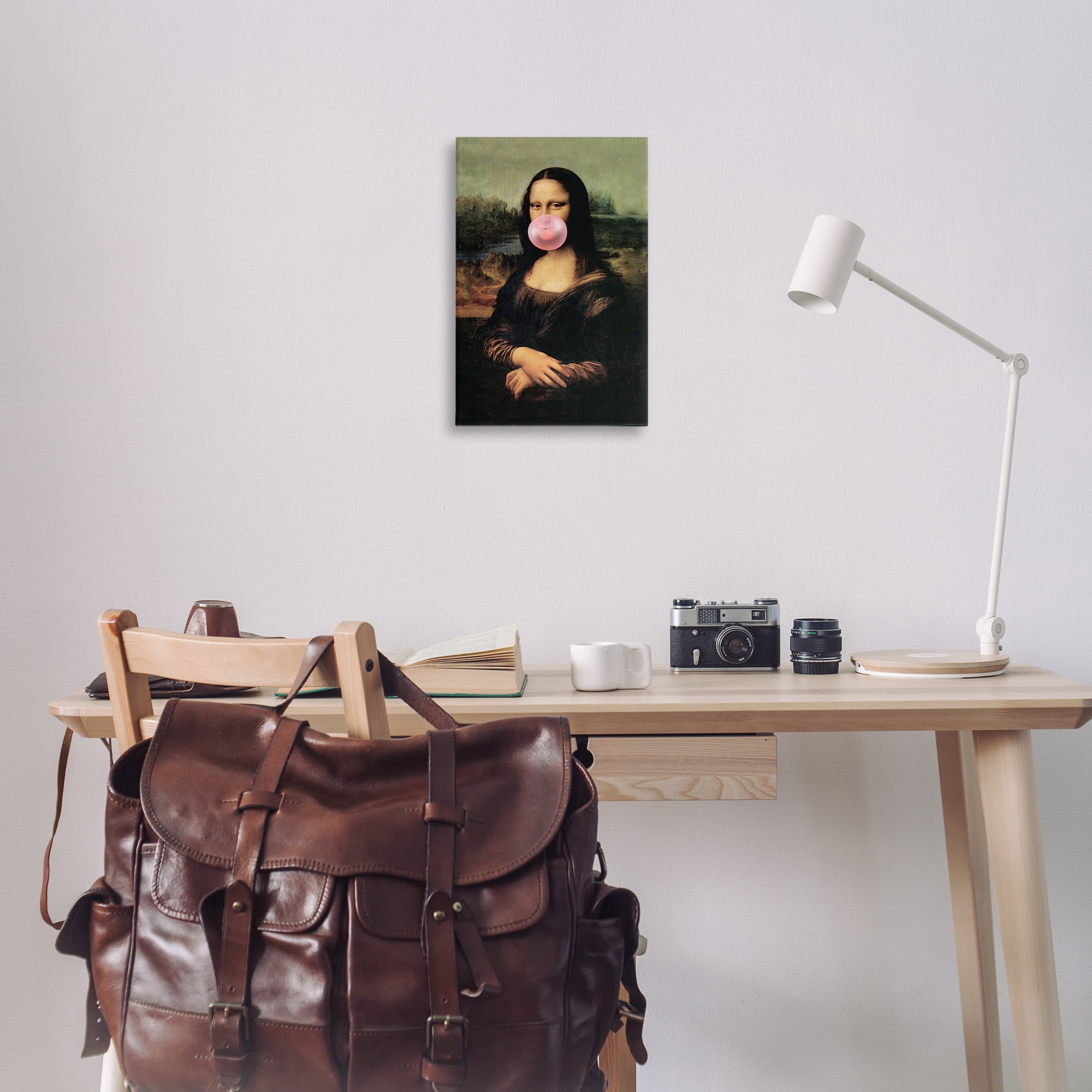 Stupell Industries Mona Lisa & Bubblegum Novelty & Humor Painting Wrapped Canvas Art Print Wall Art, 16 x 24