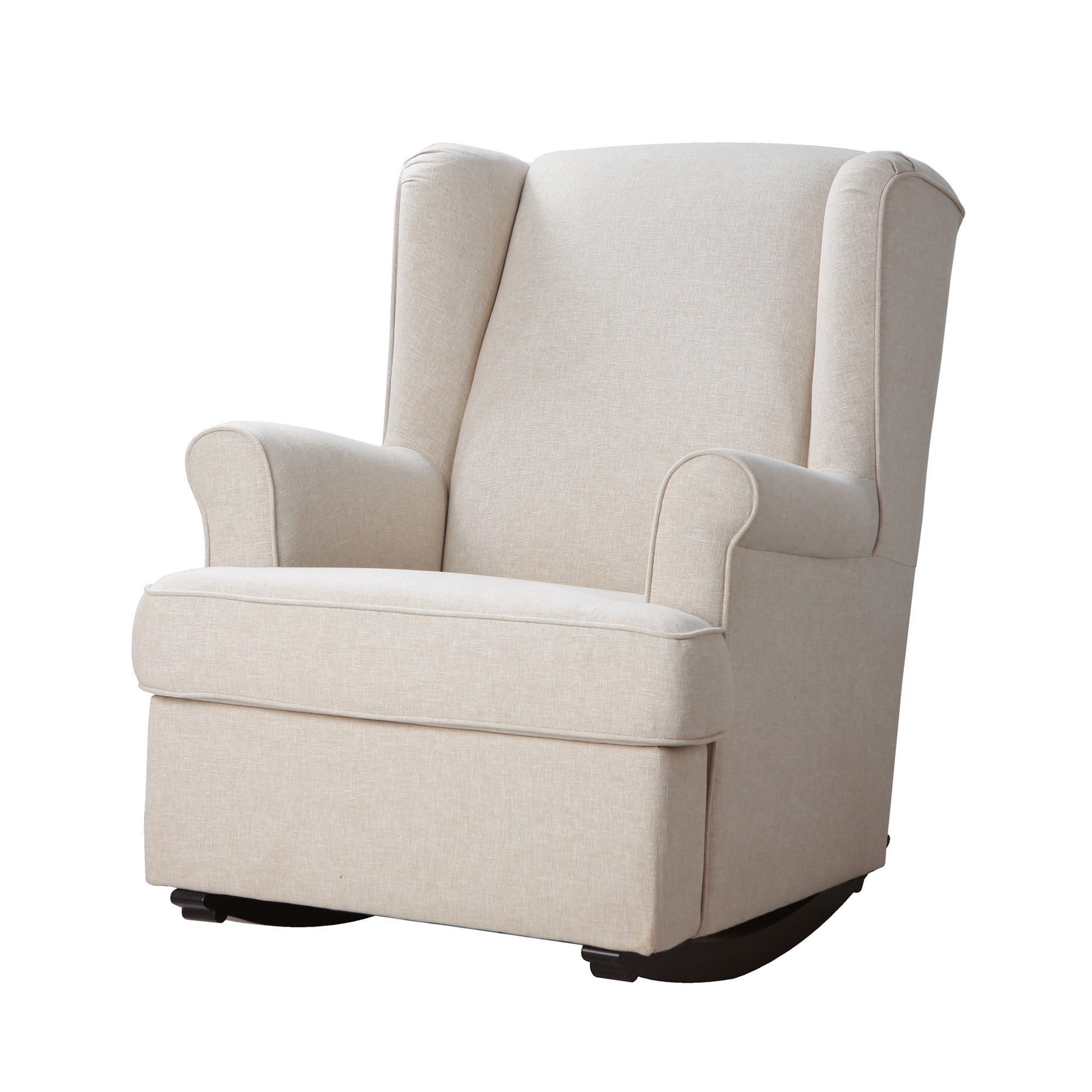 Second Story Home Quinn Upholstered Wingback Rocking Chair- Canvas