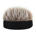 thumbnail image 1 of Gorro de lana unisex para hombre con peluca de pelo sintético, gorro sin ala de 56-58 cm. Café negro, 1 of 6