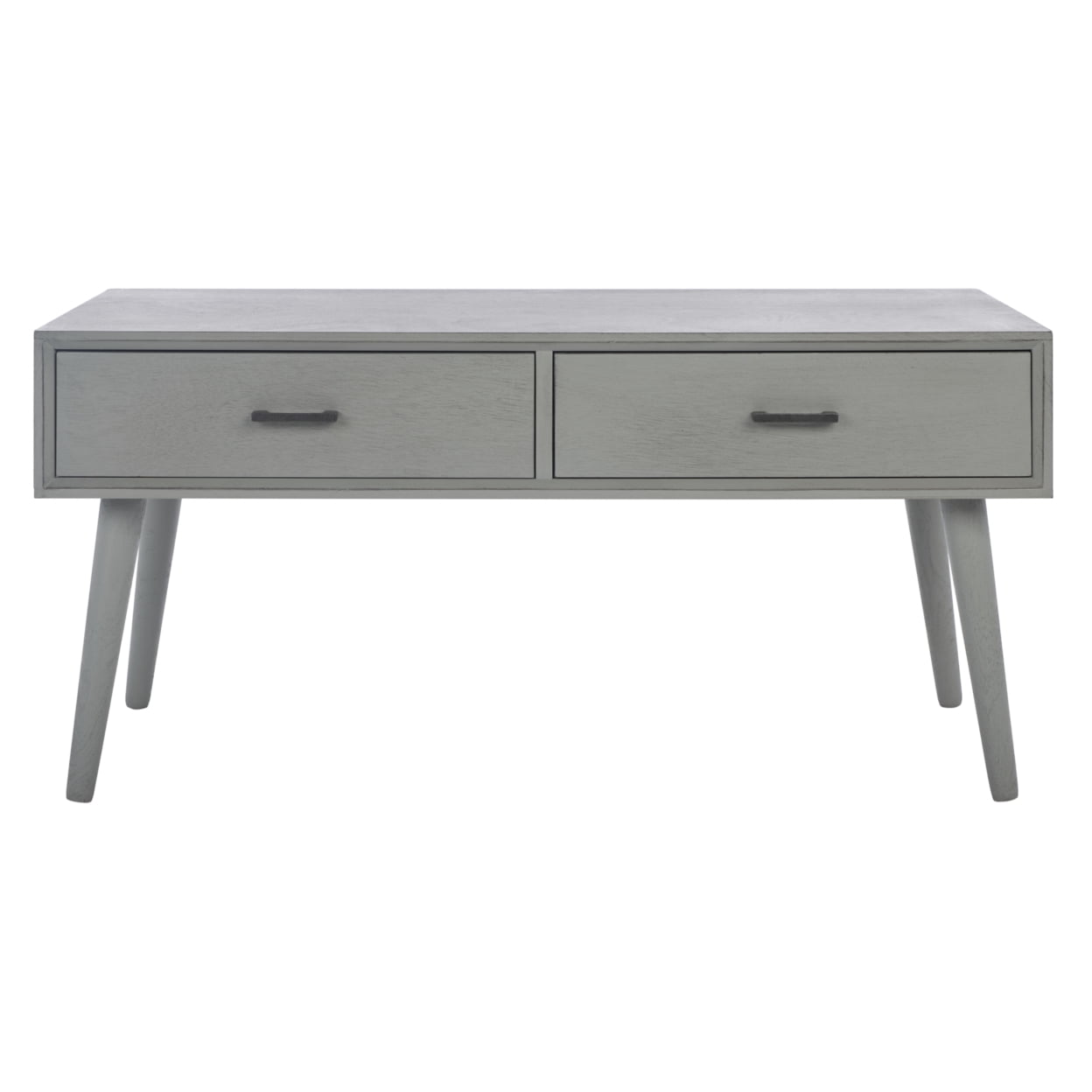 SAFAVIEH Mozart Mid-Century 2 Drawer Coffee Table, Distressed Grey