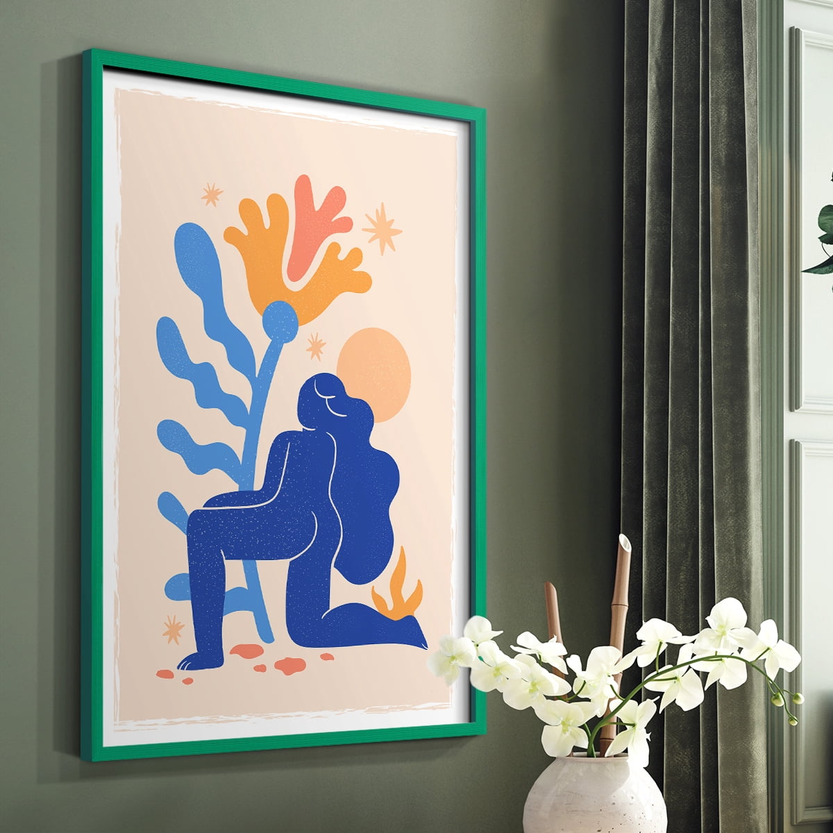 Matisse CCCLXIV in Green Solid Wood 11 x 14 Framed Print