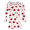 thumbnail image 7 of Mifsaly 3/4 Sleeve Valentines Shirt Women Bow Print Crewneck Blouse Heart Graphic Pullover Tops Girlfriend Gifts Loose T-Shirts Fashion Spring Summer Outfits XXXXXL, 7 of 7