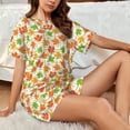 thumbnail image 4 of Fuzoiu Maple Leaves1 Print Women's Short-Sleeved Pajama Set,Lounge Sleepwear Set,Womens Pajama Sets 2 Piece,Button-Up Top and Shorts with Pockets-Medium, 4 of 7