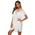 thumbnail image 1 of Maillot de Bain Crochet de Plage pour Femmes Robe Tunique à Franges, 1 of 4