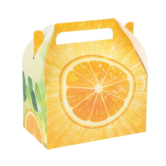 Orange Paper Treat Box – Birthday Summer Party Décor 6.25x3.75x3.5 Inches 20 Pack