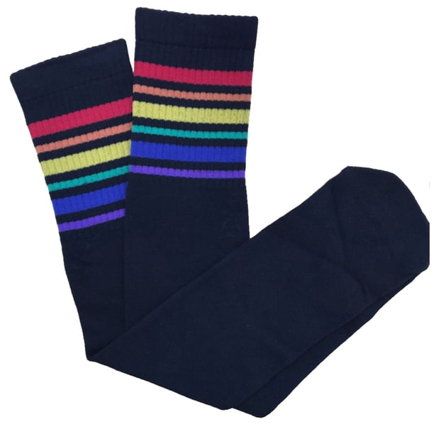 Qarigey Calcetines de tubo medio Transpirable Algodón puro Buena retención de calor Medias Diseño de rayas Absorbente de sudor para niños Medias Tipo 52 Qarigey AP009517-52