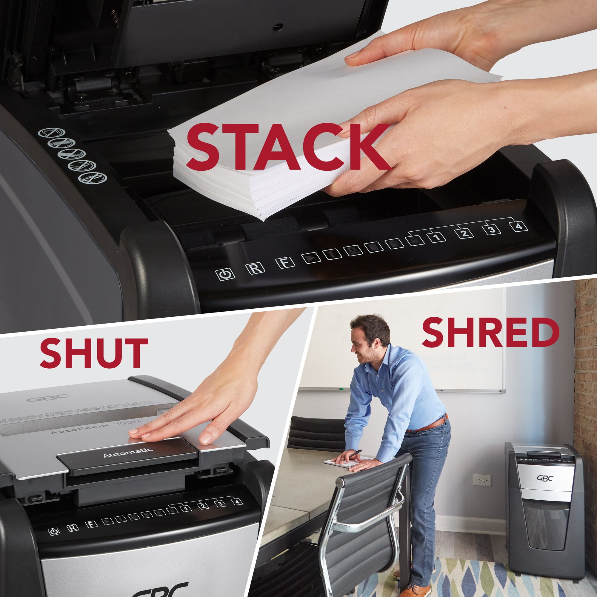 GBC AutoFeed+ Office Shredder, 300M, Micro-Cut, 300 Sheets