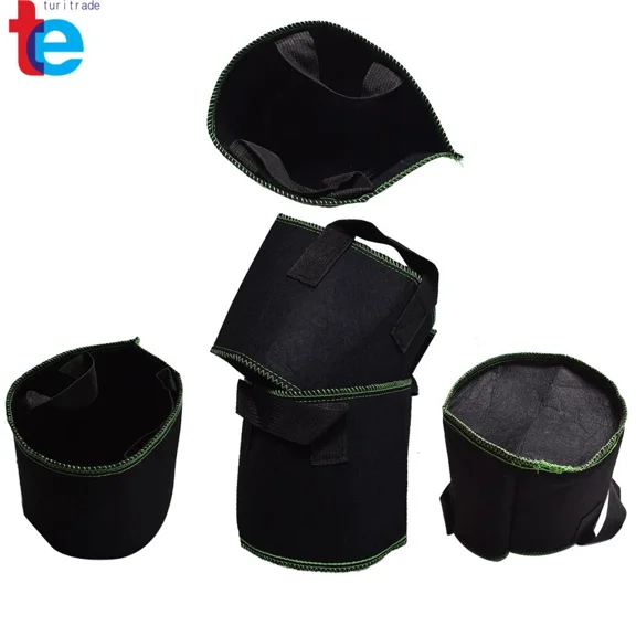 PURELY- 5Pcs Thickened Garden Nursery Nonwoven Plant Growing Bags Fabric Flower 5 Gallon