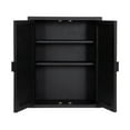 thumbnail image 6 of Kate and Laurel Mezzeta Decorative Modern Two-Door Floating Bathroom Cabinet, 22 x 7 x 28, Black, Decorative Over Toilet Storage Cabinet Made from Solid Mango Wood with Slatted Chevron Design, 6 of 9