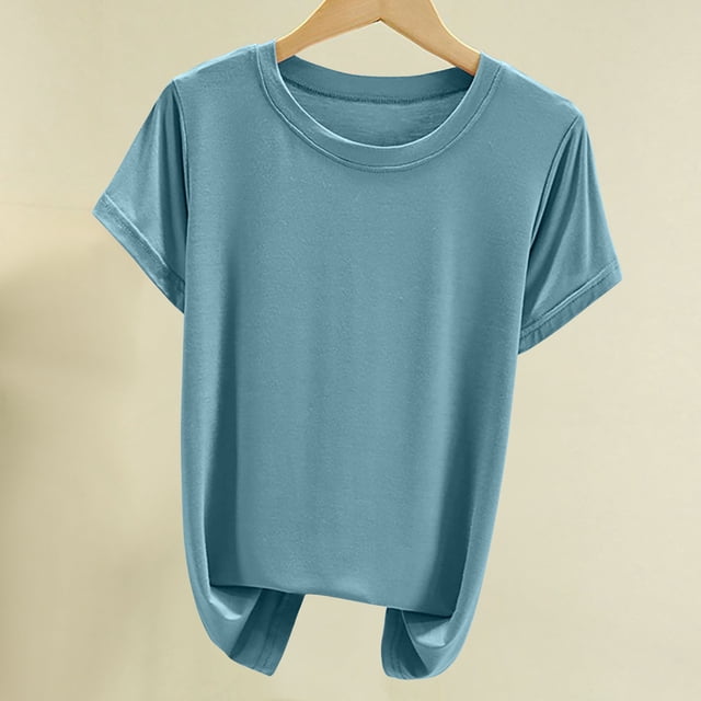 Shorts pour Femmes, Short pour Femmes, Haut à Manches Courtes Col Rond Uni pour Femmes