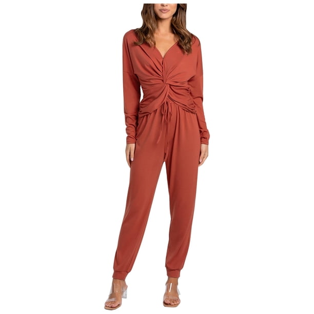 Mujeres Casual Verano Cuello en V Manga larga Tops y pantalones largos Conjunto de dos piezas Traje Wmkox8yi bvn3038