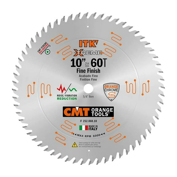 CMT USA 252.060.10 ITK Xtreme 10 Inch 60 Tooth Fine Finish Saw Blade