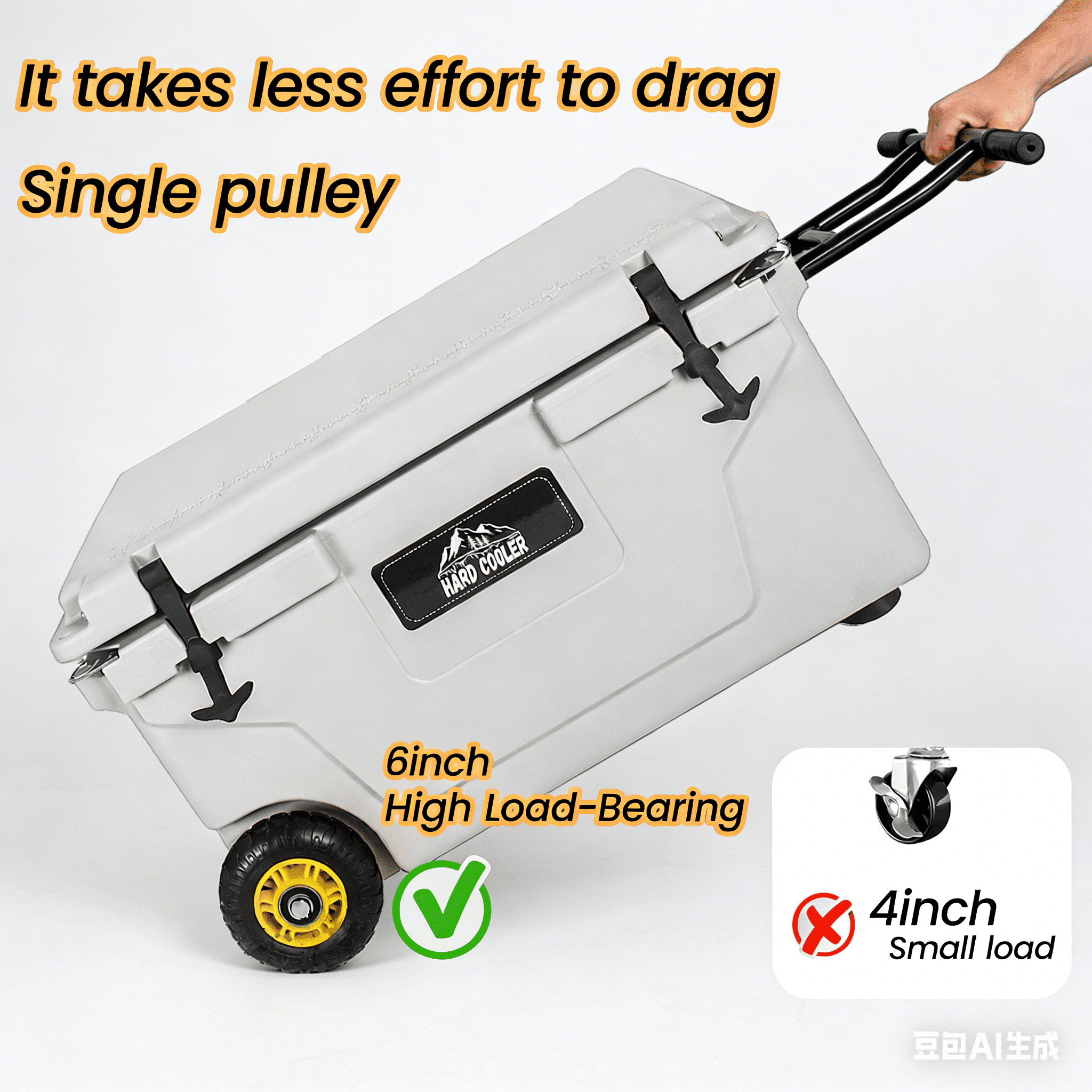 ANYKOON 110 Quart Rotomolded White Cooler, Heavy-Duty Hard Shell Ice Chest with 6-10 Day Ice Retention for Camping, Fishing & Tailgating