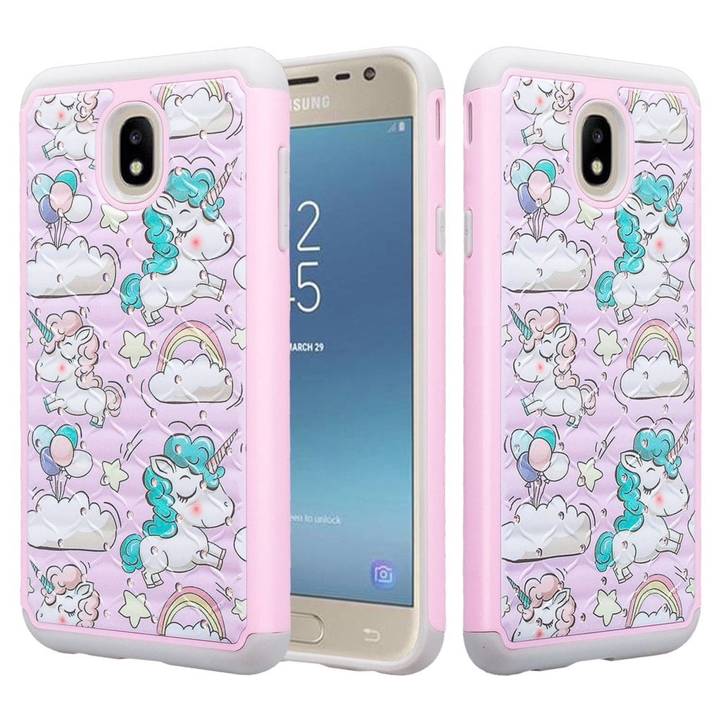 For Samsung Galaxy J7 Star Case,J7 Crown Case,J7v 2nd Gen,J7 2018,J7 Refine Case Glitter Diamond Sparkle Shiny Bling Shock Proof Layer Phone Case - Multi Unicorn - Walmart.com