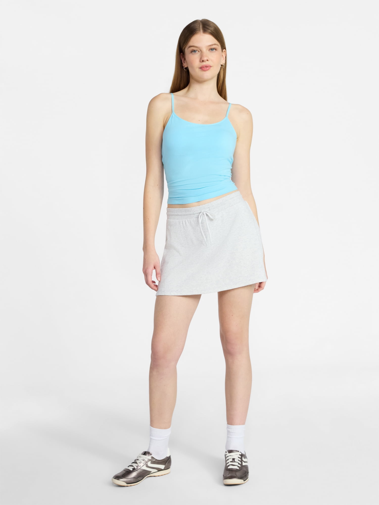 No Boundaries Cropped Cami Top with Shelf Bra, Women's XXS-XXL