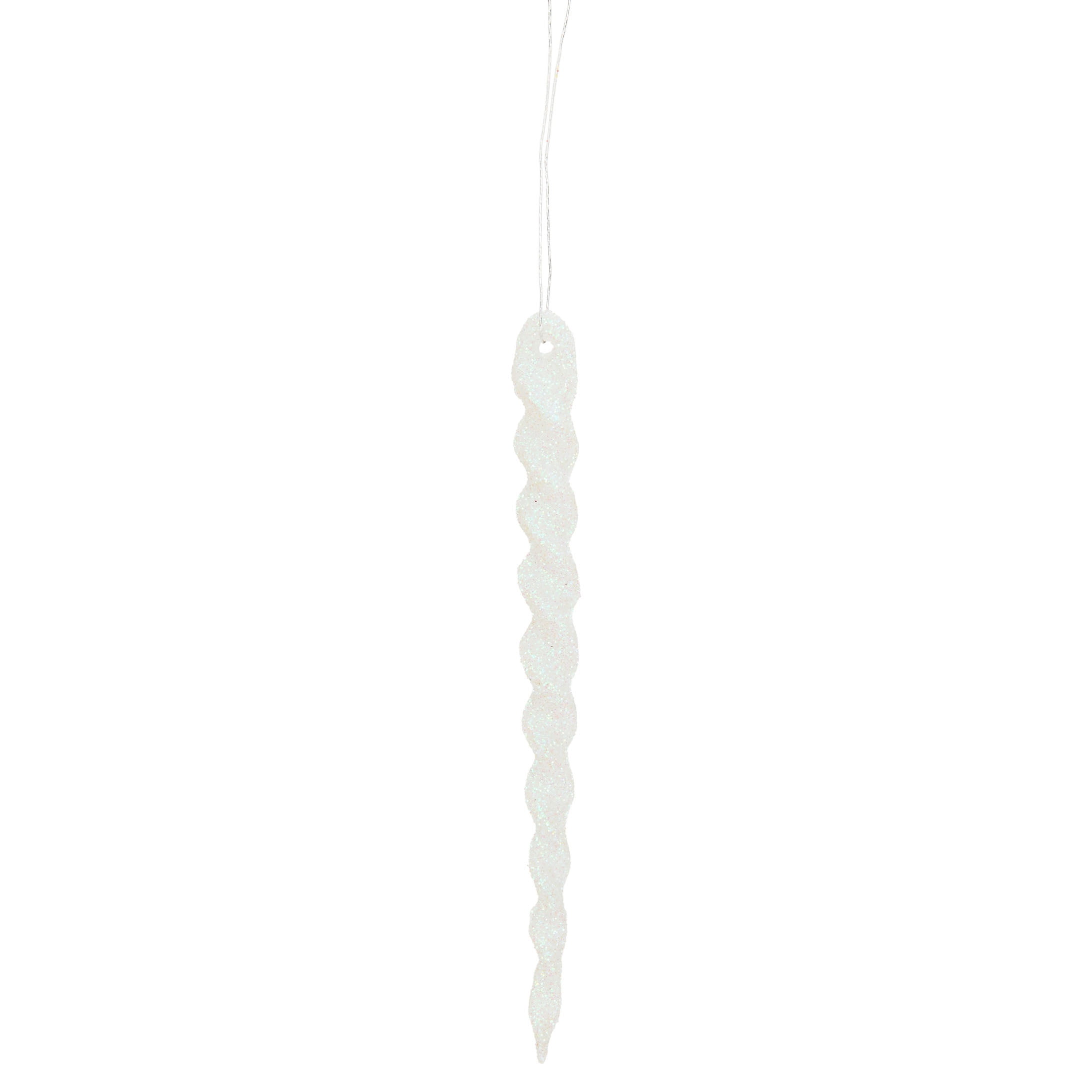 24-Count White Glitter Icicle Christmas Ornaments, 5.3", by Holiday Time