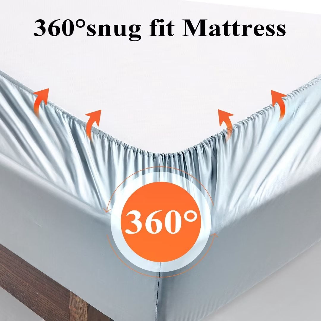 Shunjie.Home 100% Bamboo Fitted Sheet Only King Size, 400 Thread Count, 16" Deep, Super Soft, Grey
